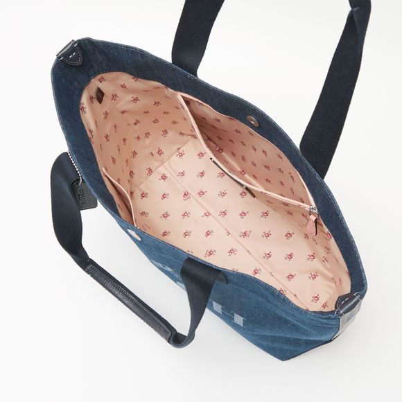 Coach Horse and Carriage Tote Bag Denim Leather Blue - Picture 5 of 14